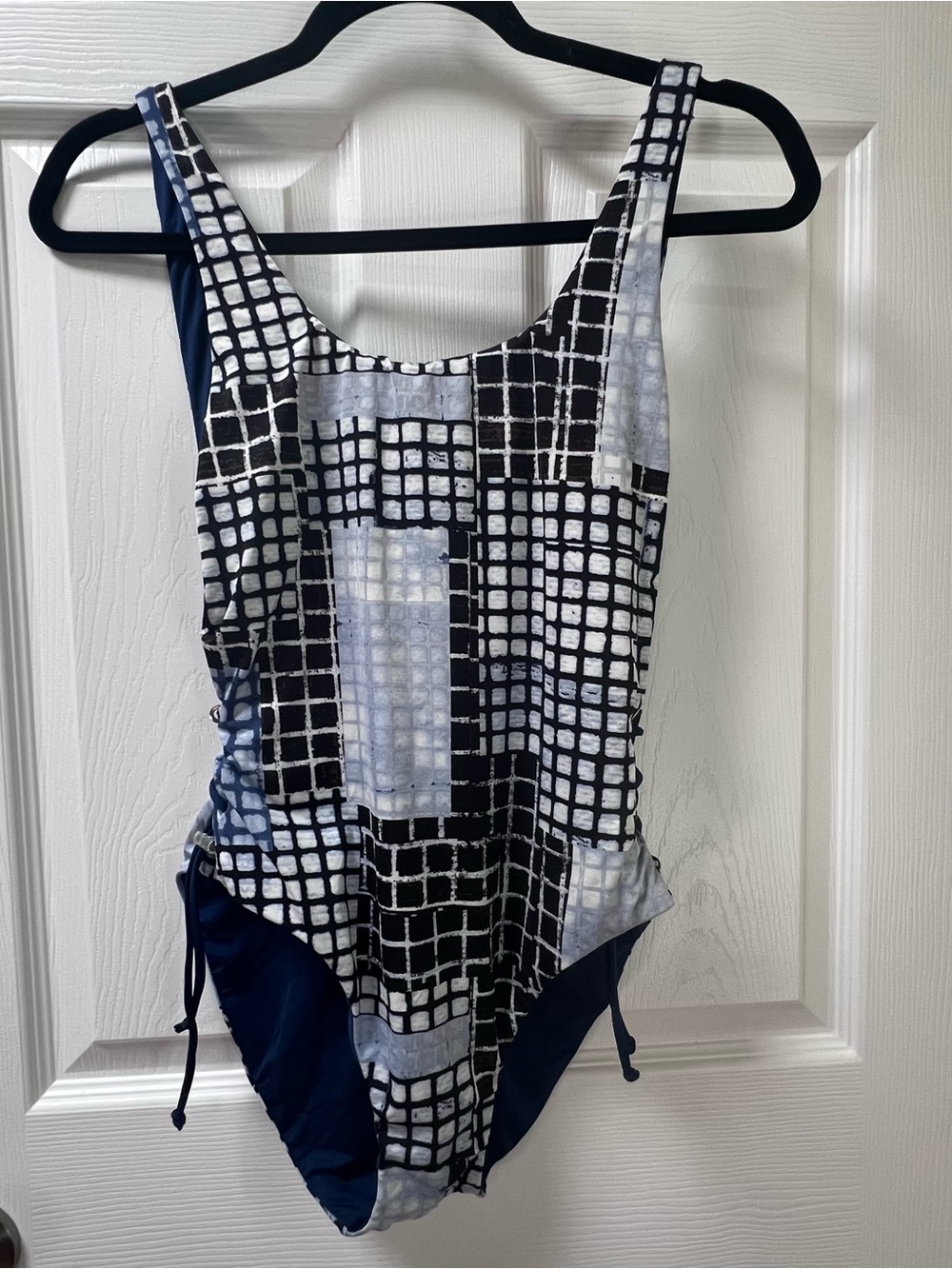 Dolce Vita One Piece Swimsuit Reversible Abstract Print/Navy Blue Toggle Side S